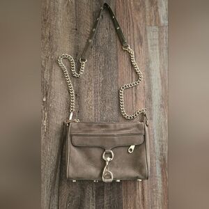 Chic Brown Leather Crossbody Bag with Chain Strap
